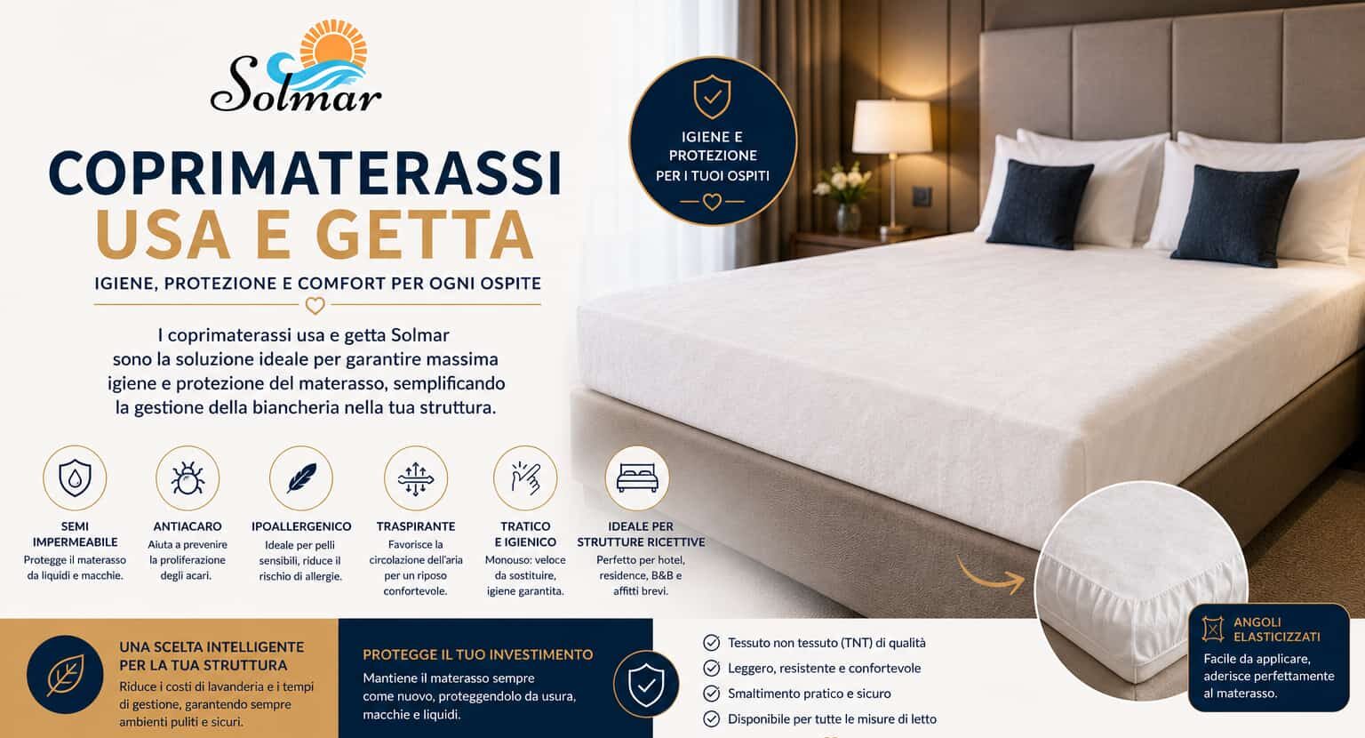 Biancheria da Hotel 3 coprimaterassi usa e getta