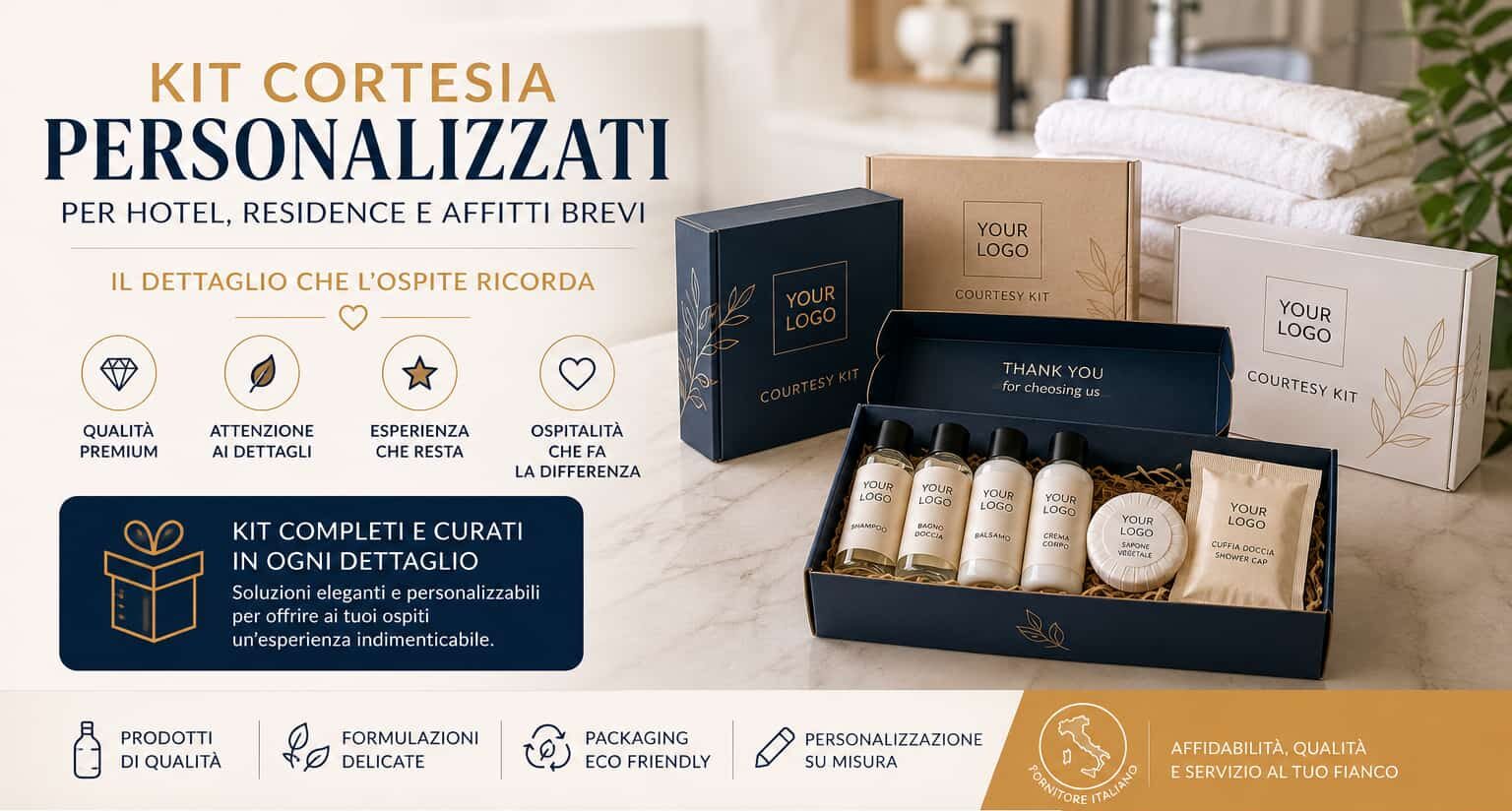 kit cortesia personalizzati per strutture